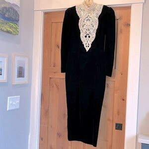 Vintage Jessica McClintock Black Velvet Dress
